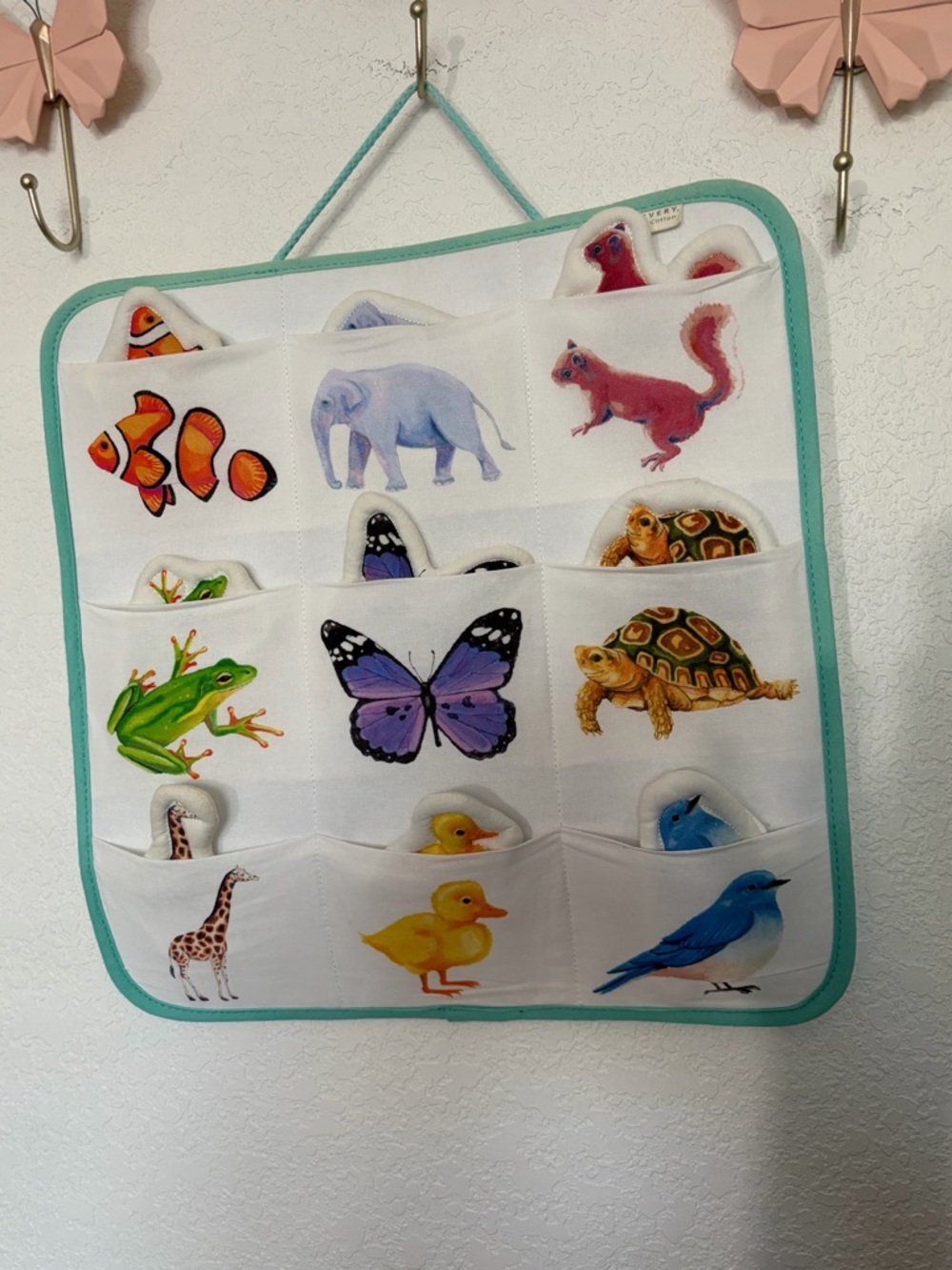 Kids Pocket Animal Learning Organizer - Mint Green